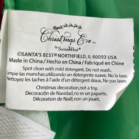 Santa's Best Christmas Eve Tree Skirt Bear Toy Soldier Red Velvet Satin Sequins - Picture 7 of 9